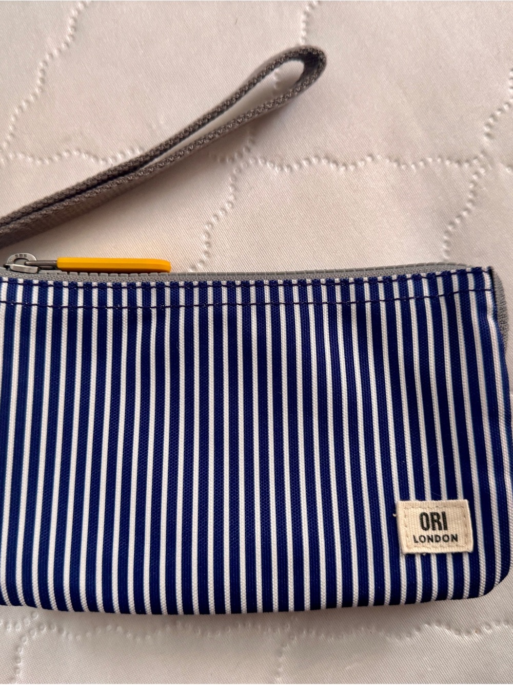 Orion London Navy & White Stripe Wristlet Pouch